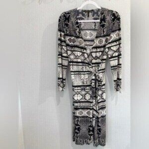 BCBGMAXAZRIA Boho Wrap Snake Print Mini Dress Neutral Chic Contemporary